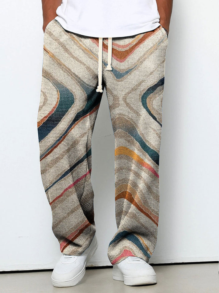 Men’s Geometry Print Pants – Gradient Color-Block Casual Outfit