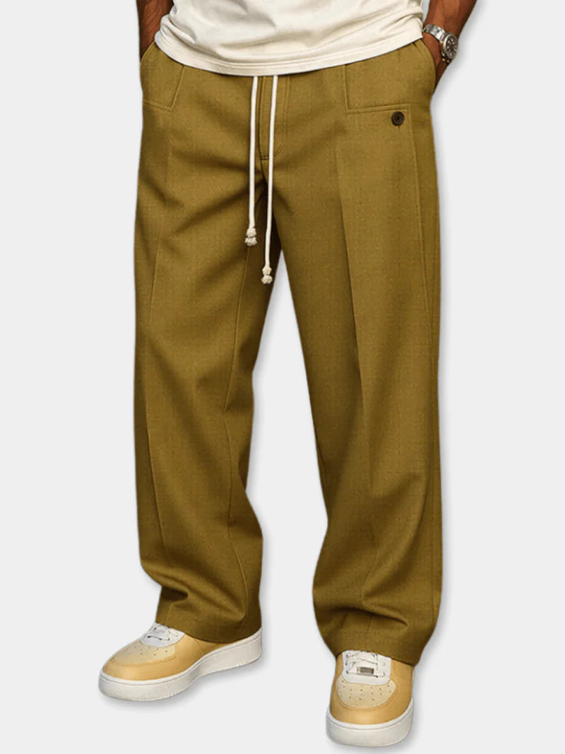 Relaxed Fit Drawstring Trousers – Casual Wide Leg Comfort Pants