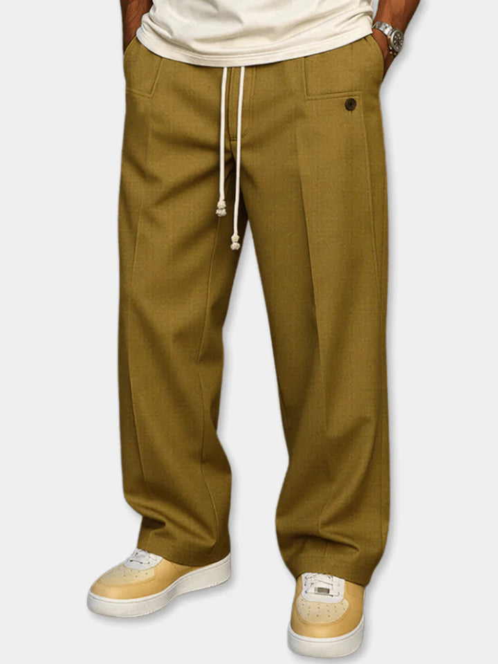 Relaxed Fit Drawstring Trousers – Casual Wide Leg Comfort Pants