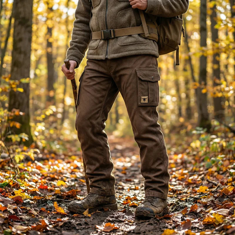 Warm Lined Utility Trousers – Fleece Insulated Winter Cargo Pants for Men