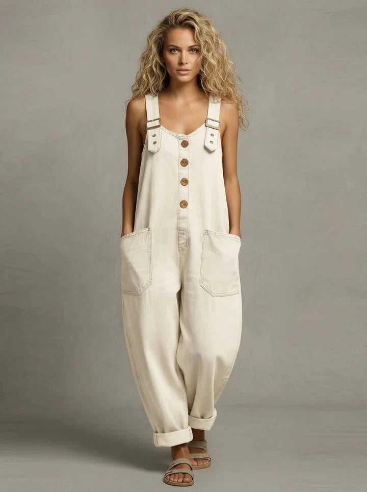 Women’s Denim Jumpsuit – Relaxed Wide-Leg Overall Romper