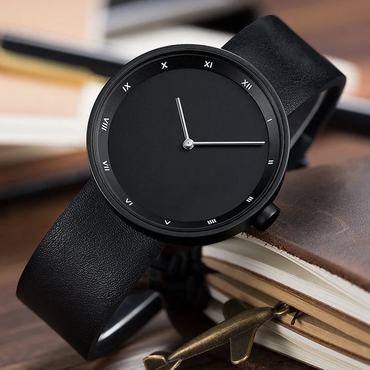 Minimalist Analog Wrist Watch – Clean Dial Leather Strap Design