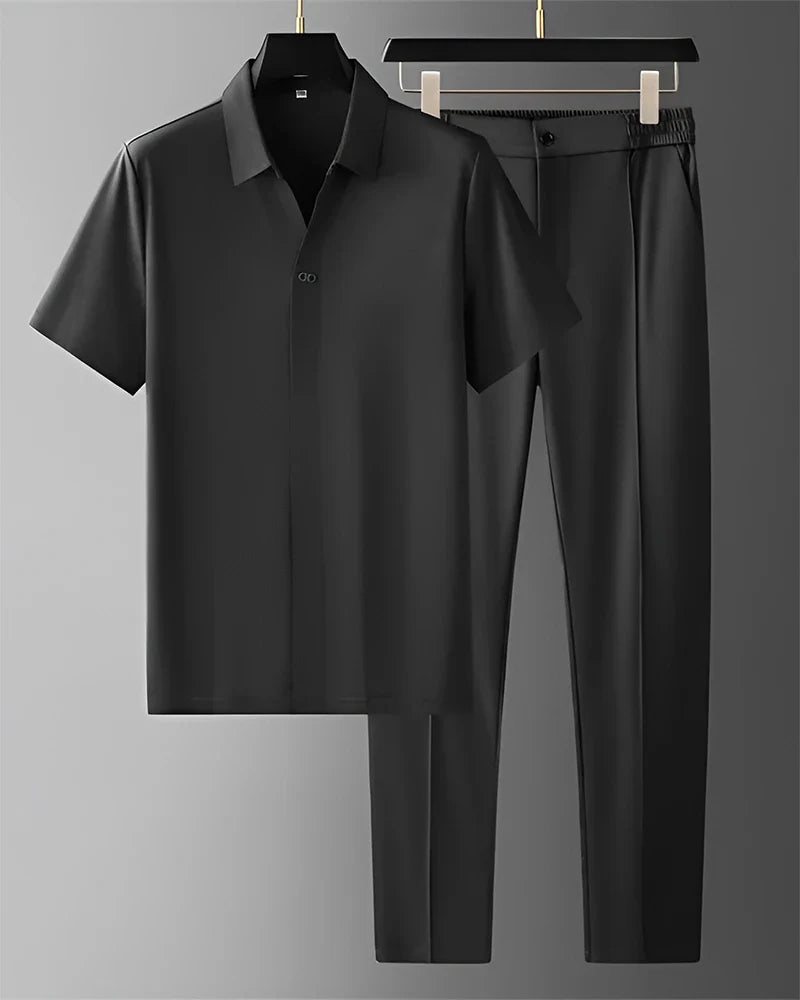 Men’s Polo Shirt & Trousers Set – Modern Smart Casual Outfit
