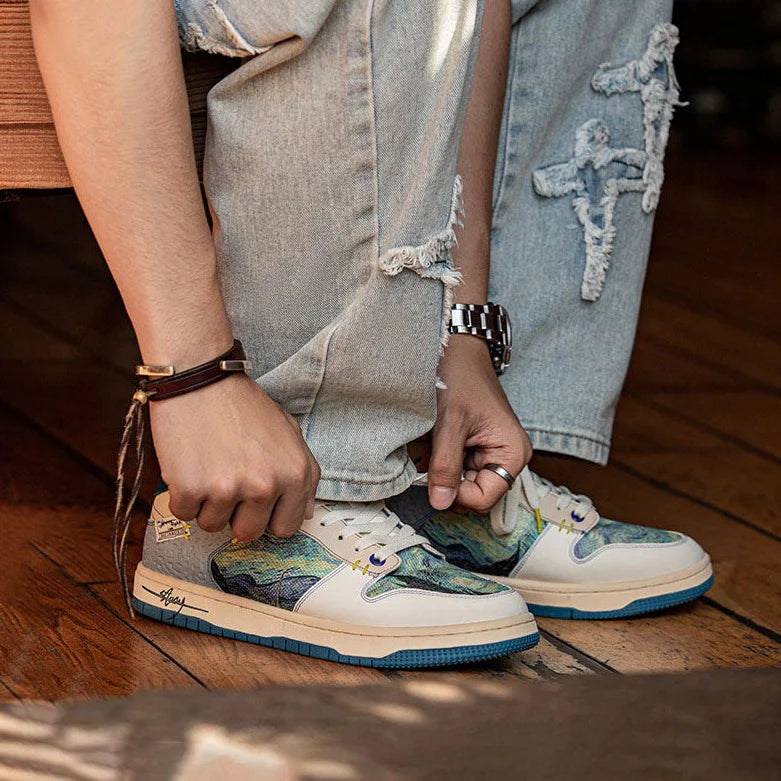 Art Print Sneakers – Starry Canvas Low-Top Shoes
