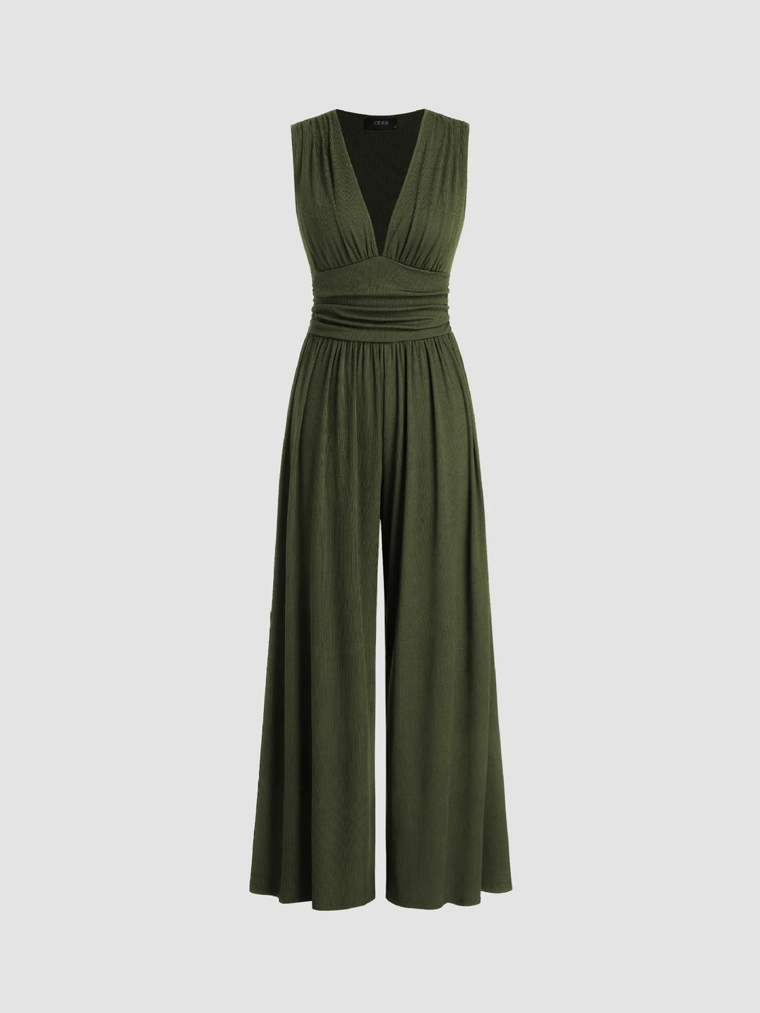 Chic Sleeveless Wide-Leg Jumpsuit – Flattering V-Neck Flowing Fit
