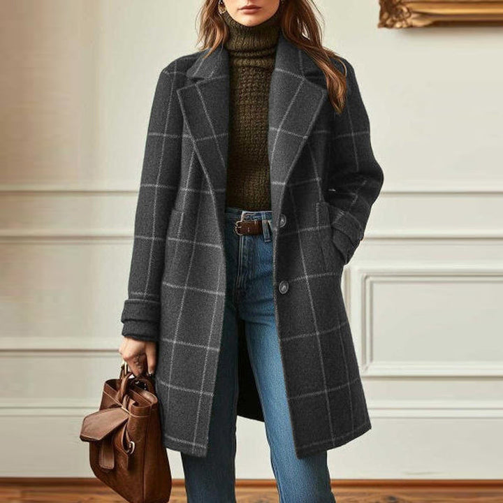 Wool Check Coat – Classic Tailored Mid-Length Outerwear