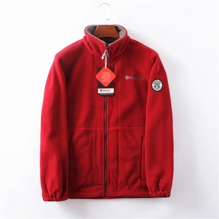Double-Layer Fleece Hooded Jacket – Warm Zip-Up Outdoor Winter Coat
