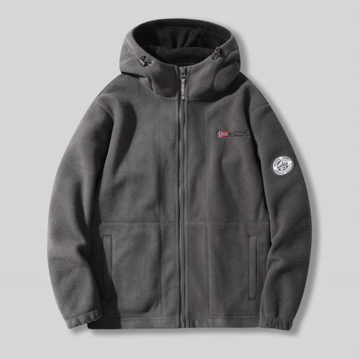 Double-Layer Fleece Hooded Jacket – Warm Zip-Up Outdoor Winter Coat