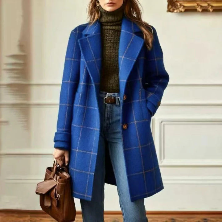 Wool Check Coat – Classic Tailored Mid-Length Outerwear