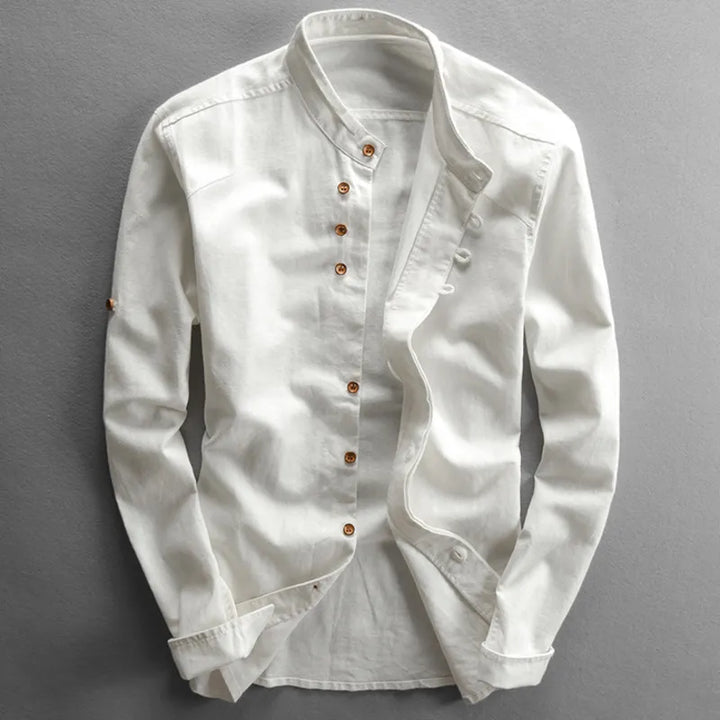 Men’s Katana Japan Style Shirt – Stand Collar Button-Up Long Sleeve Top