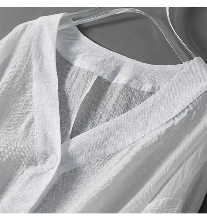 Aurora Linen Blouse – Lightweight Oversized V-Neck Top