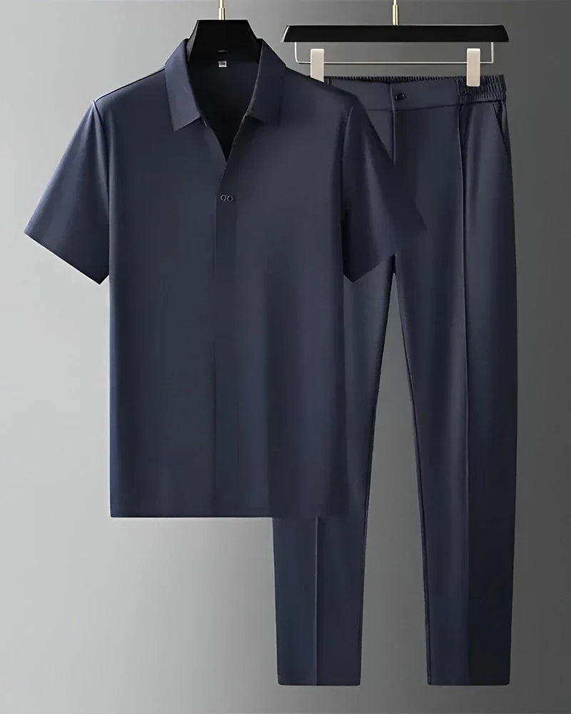 Men’s Polo Shirt & Trousers Set – Modern Smart Casual Outfit