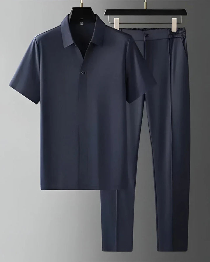 Men’s Polo Shirt & Trousers Set – Modern Smart Casual Outfit