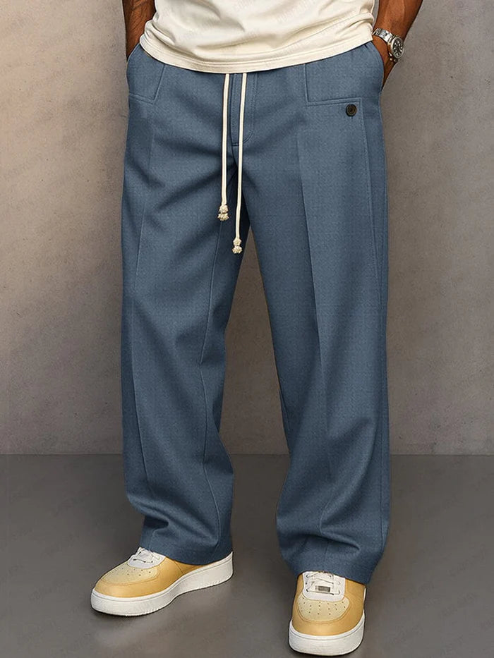Relaxed Fit Drawstring Trousers – Casual Wide Leg Comfort Pants