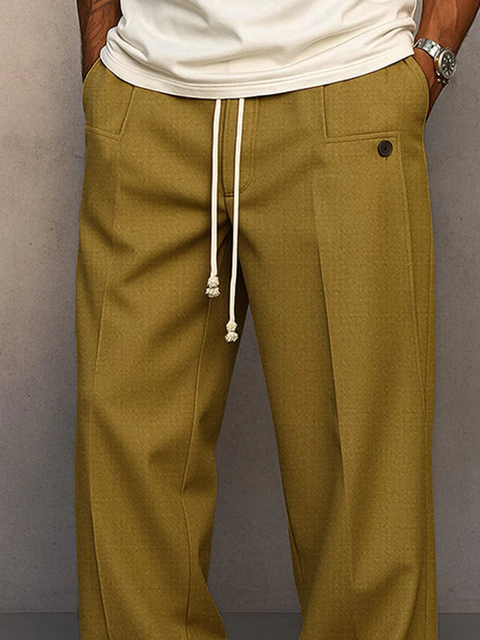 Relaxed Fit Drawstring Trousers – Casual Wide Leg Comfort Pants