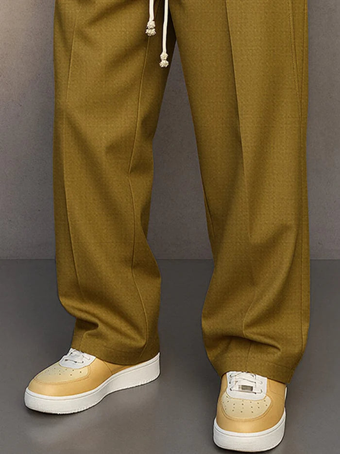 Relaxed Fit Drawstring Trousers – Casual Wide Leg Comfort Pants