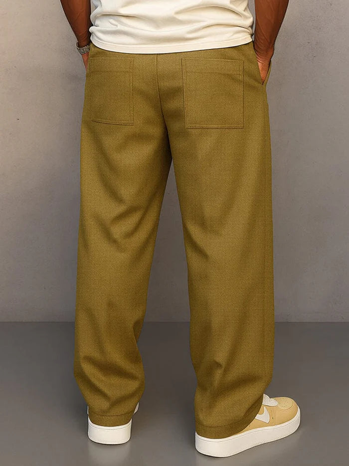 Relaxed Fit Drawstring Trousers – Casual Wide Leg Comfort Pants