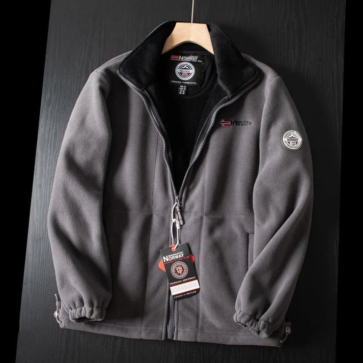 Double-Layer Fleece Hooded Jacket – Warm Zip-Up Outdoor Winter Coat