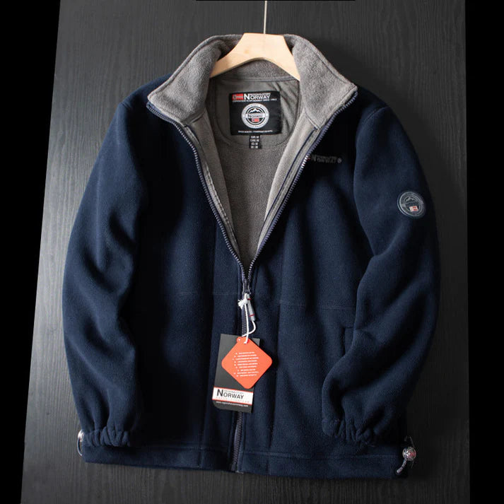 Double-Layer Fleece Hooded Jacket – Warm Zip-Up Outdoor Winter Coat
