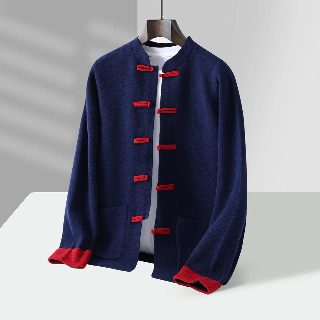 Cashmere-Feel Cardigan – Toggle Button Knit Jacket for Men | Warm & Soft