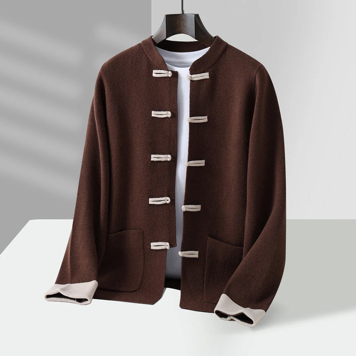 Cashmere-Feel Cardigan – Toggle Button Knit Jacket for Men | Warm & Soft