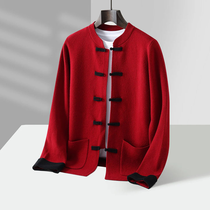 Cashmere-Feel Cardigan – Toggle Button Knit Jacket for Men | Warm & Soft