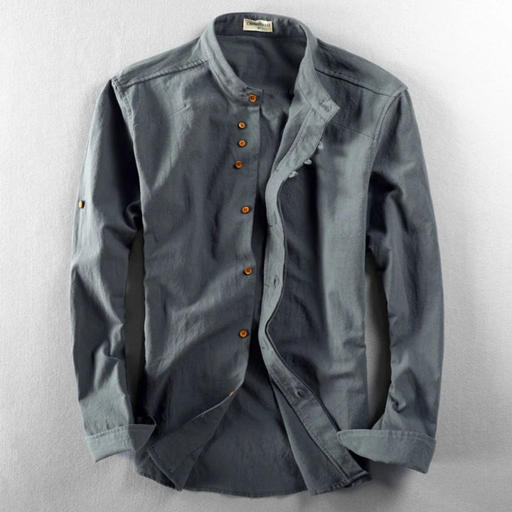 Men’s Katana Japan Style Shirt – Stand Collar Button-Up Long Sleeve Top
