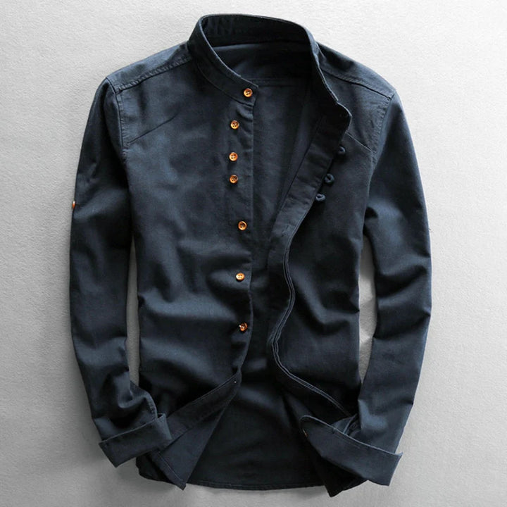 Men’s Katana Japan Style Shirt – Stand Collar Button-Up Long Sleeve Top