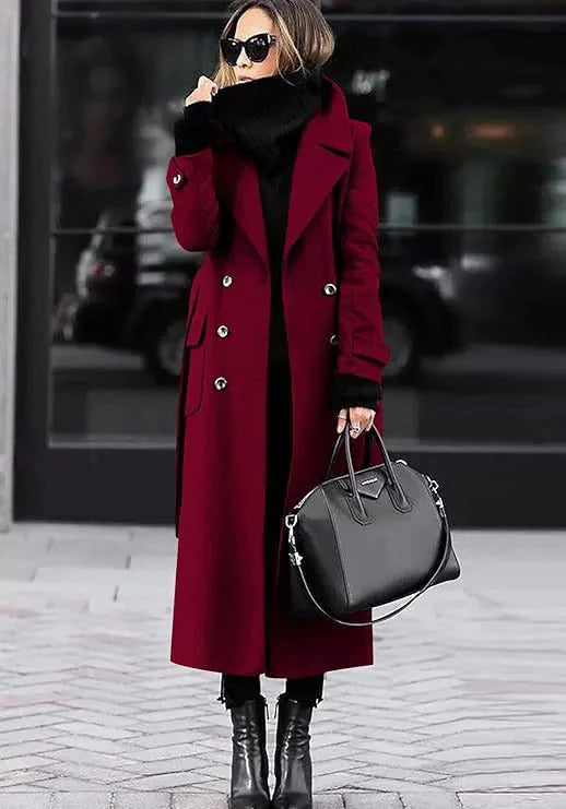 Double-Breasted Long Coat – Timeless Tailored Winter Style