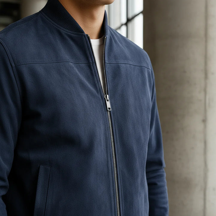 Classic Bomber Jacket – Suede-Style Zip-Up Outerwear for Men | Lightweight