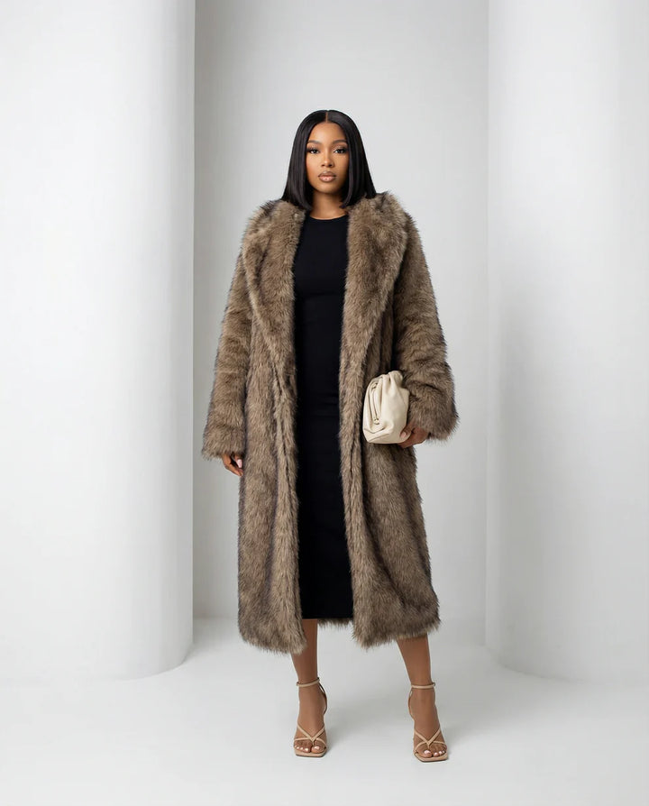 Longline Faux Fur Coat – Warm Luxury Winter Outerwear for Elegant Style