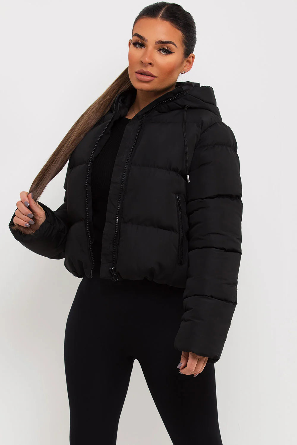 Hooded Puffer Jacket – Short Black Winter Jacket with Insulated Comfort