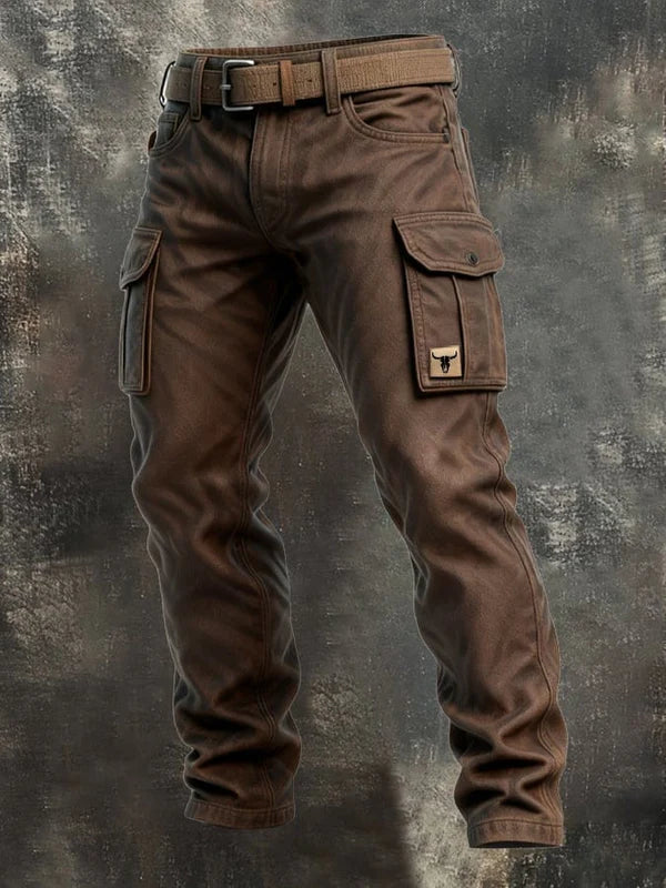 Warm Lined Utility Trousers – Fleece Insulated Winter Cargo Pants for Men