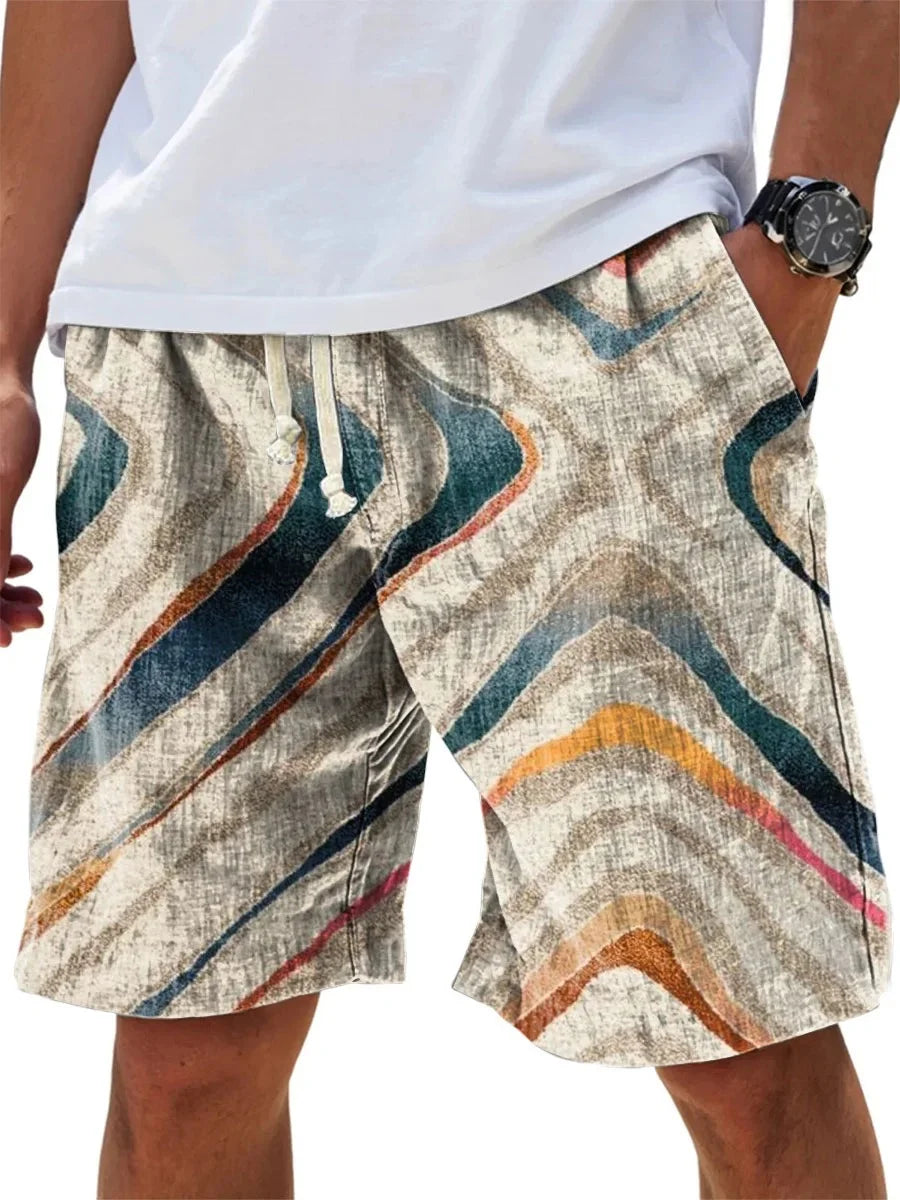 Men’s Geometry Print Pants – Gradient Color-Block Casual Outfit