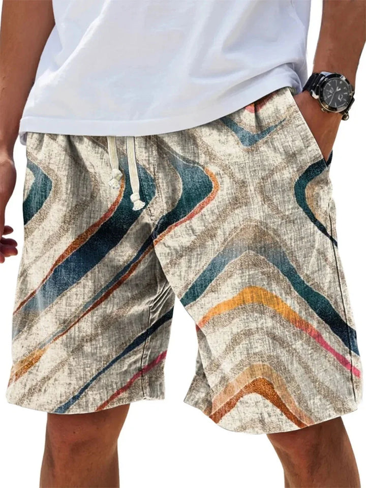 Men’s Geometry Print Pants – Gradient Color-Block Casual Outfit