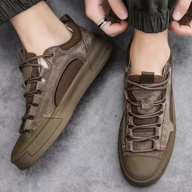Urban Leather Sneakers – Low-Top Casual Streetwear Shoes