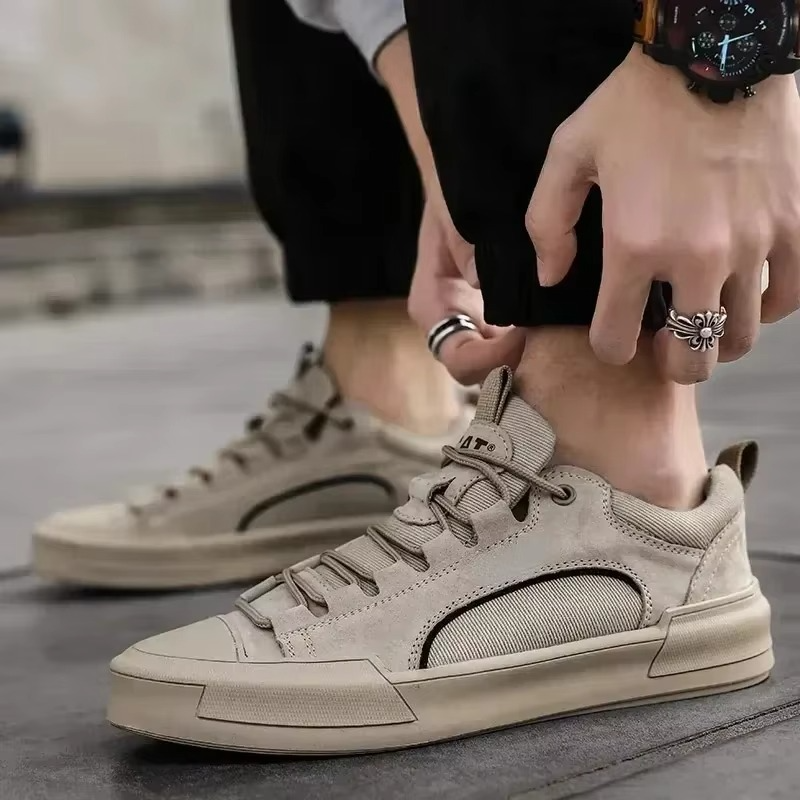 Urban Leather Sneakers – Low-Top Casual Streetwear Shoes