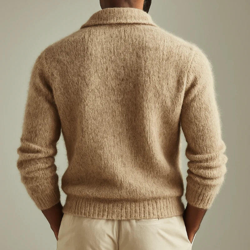 Men’s Knitted Lapel Cardigan – Retro Button-Up Sweater for Cozy Warmth