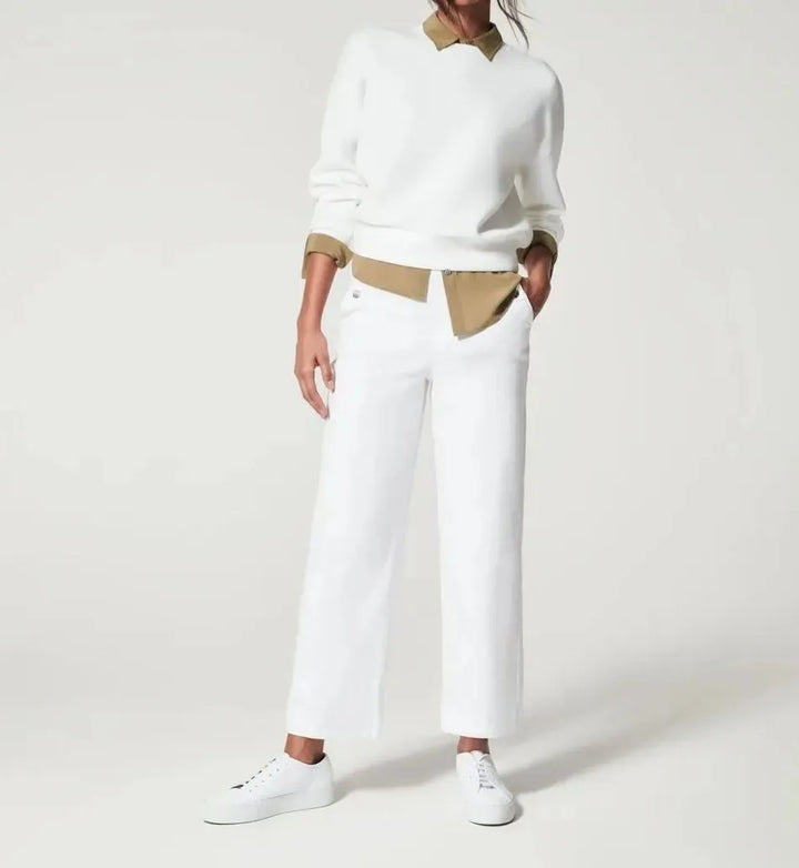 FlexForm® – Stretch Twill Cropped Pants | Wide Leg Comfort with Effortless Style