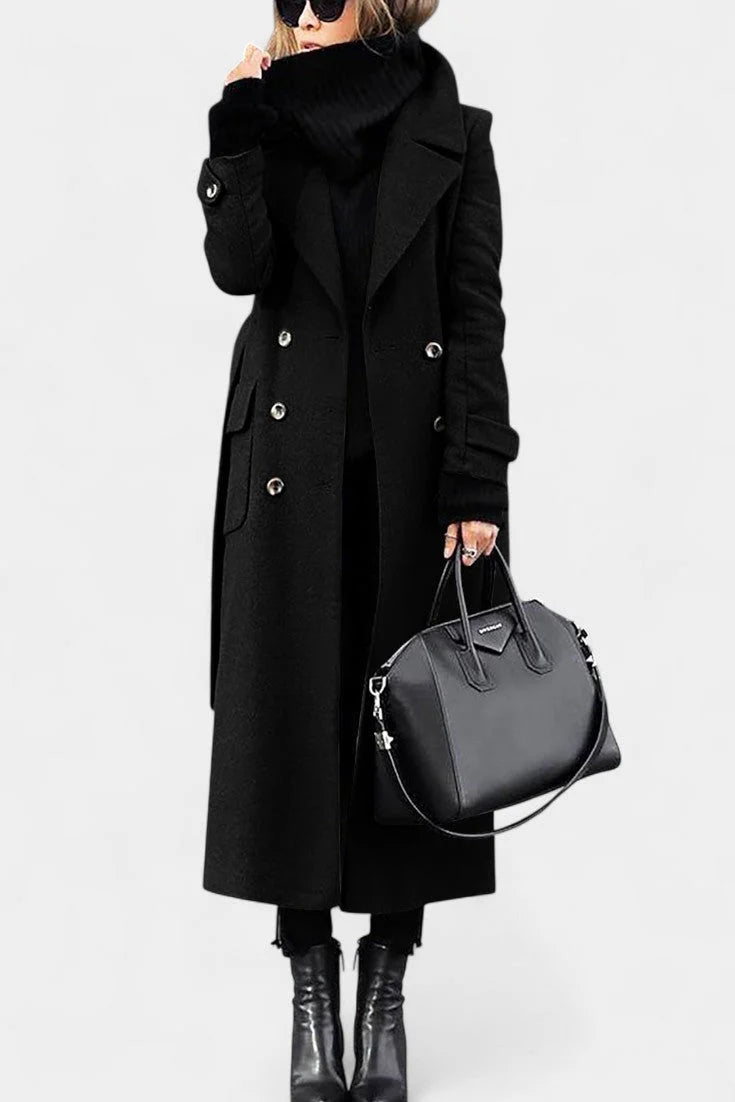 Double-Breasted Long Coat – Timeless Tailored Winter Style