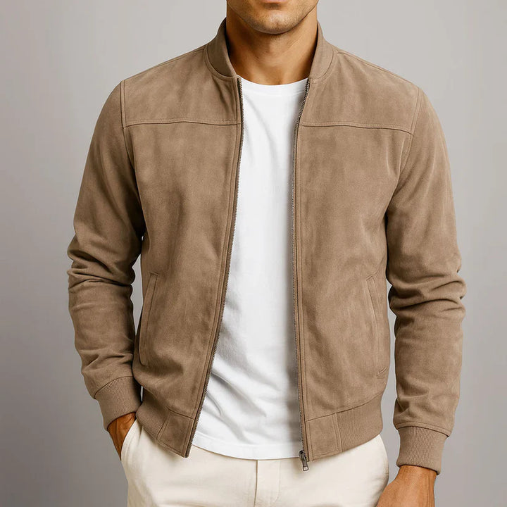 Classic Bomber Jacket – Suede-Style Zip-Up Outerwear for Men | Lightweight