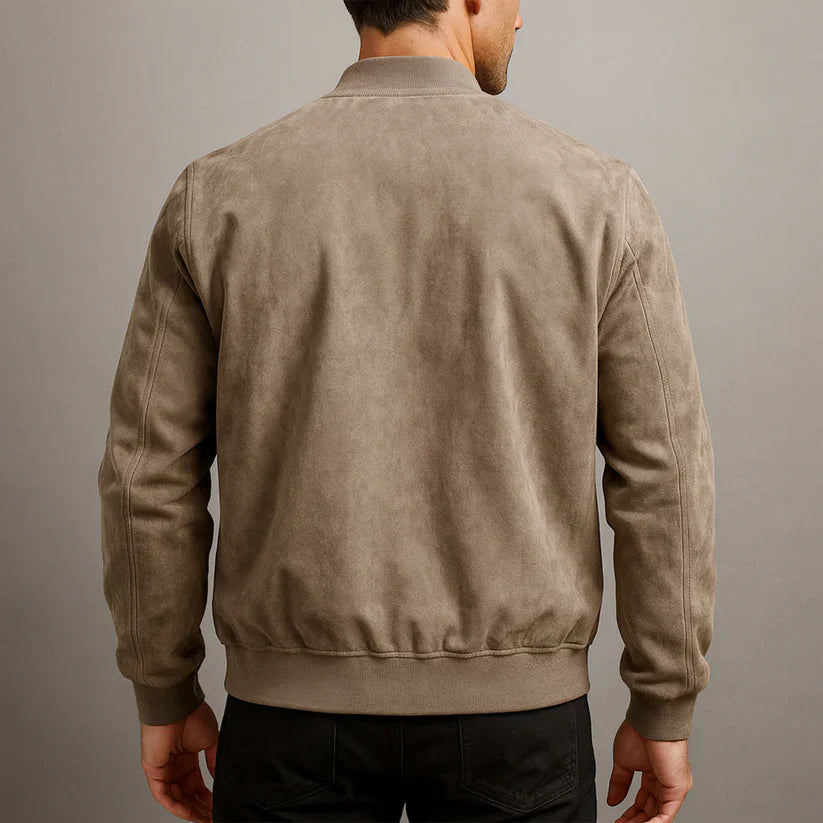 Classic Bomber Jacket – Suede-Style Zip-Up Outerwear for Men | Lightweight