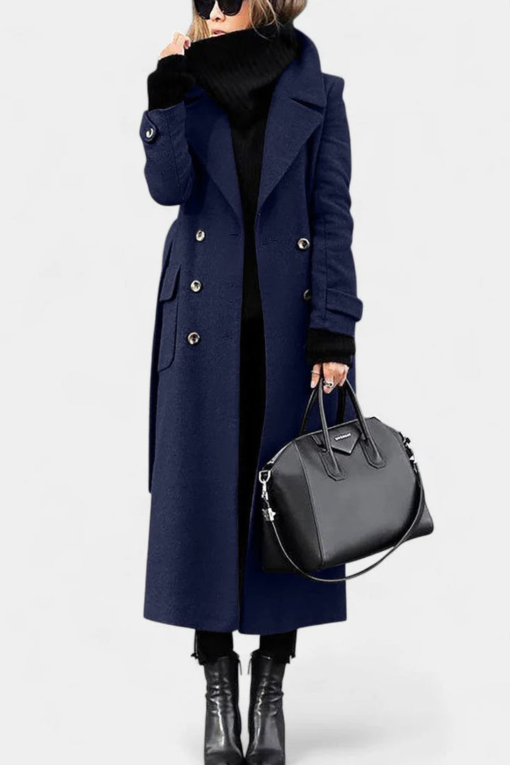 Double-Breasted Long Coat – Timeless Tailored Winter Style