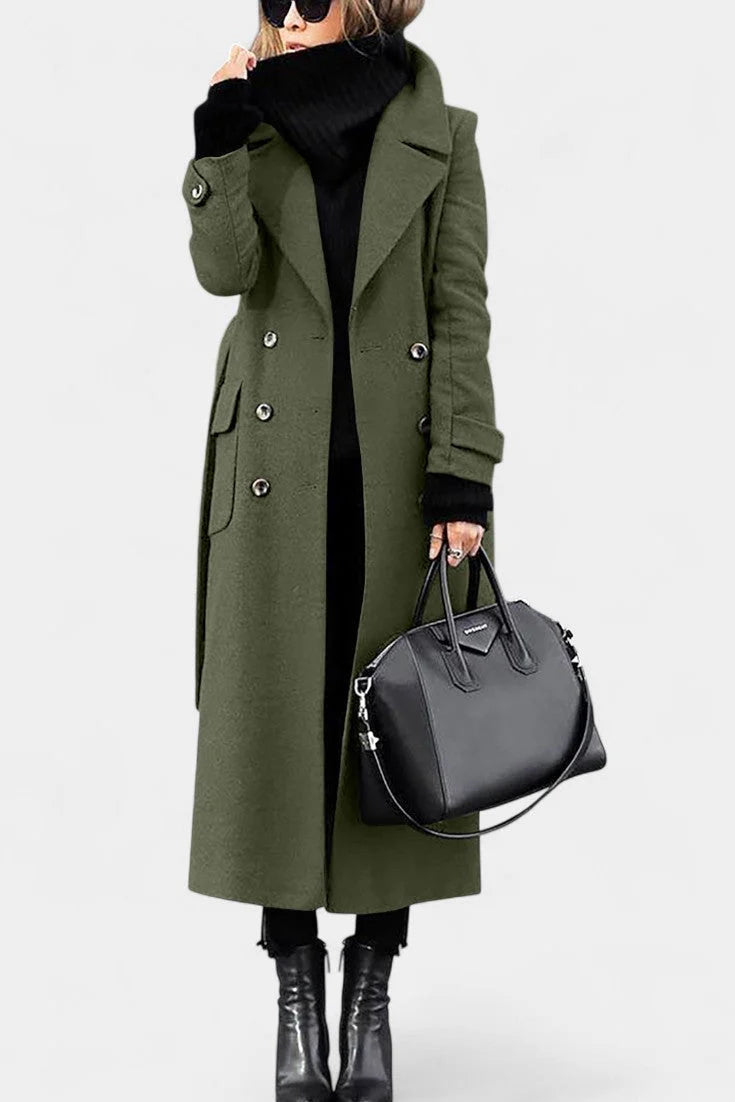 Double-Breasted Long Coat – Timeless Tailored Winter Style