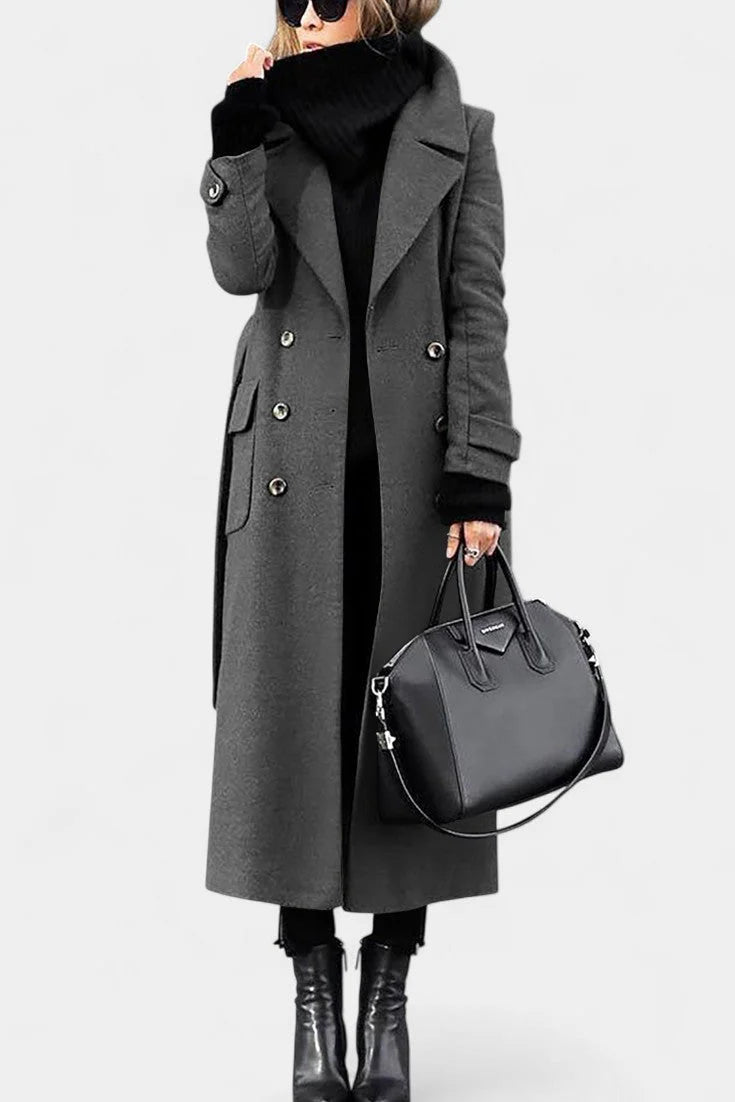 Double-Breasted Long Coat – Timeless Tailored Winter Style