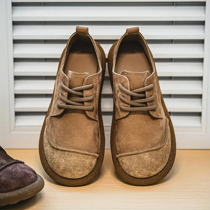 Premium Leather Shoes – Vintage Casual Lace-Up Comfort Sneakers for Men