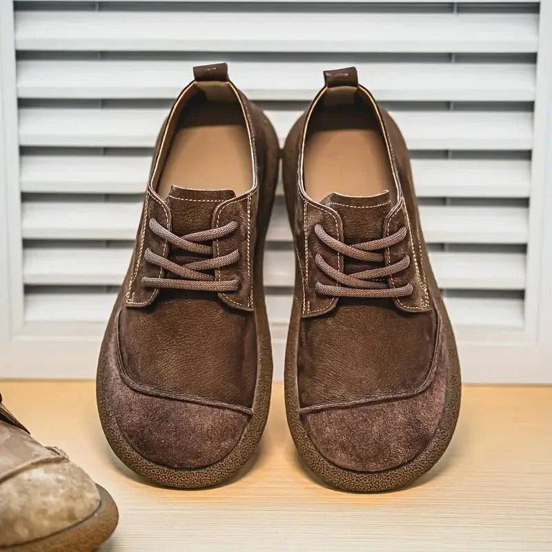 Premium Leather Shoes – Vintage Casual Lace-Up Comfort Sneakers for Men