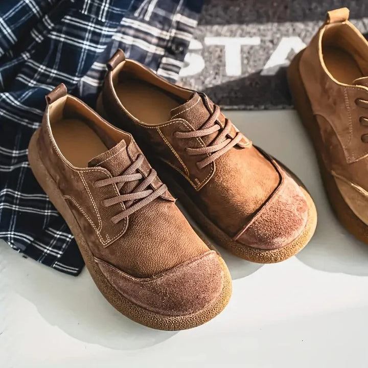 Premium Leather Shoes – Vintage Casual Lace-Up Comfort Sneakers for Men