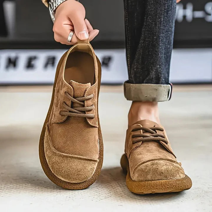 Premium Leather Shoes – Vintage Casual Lace-Up Comfort Sneakers for Men