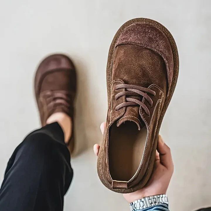 Premium Leather Shoes – Vintage Casual Lace-Up Comfort Sneakers for Men